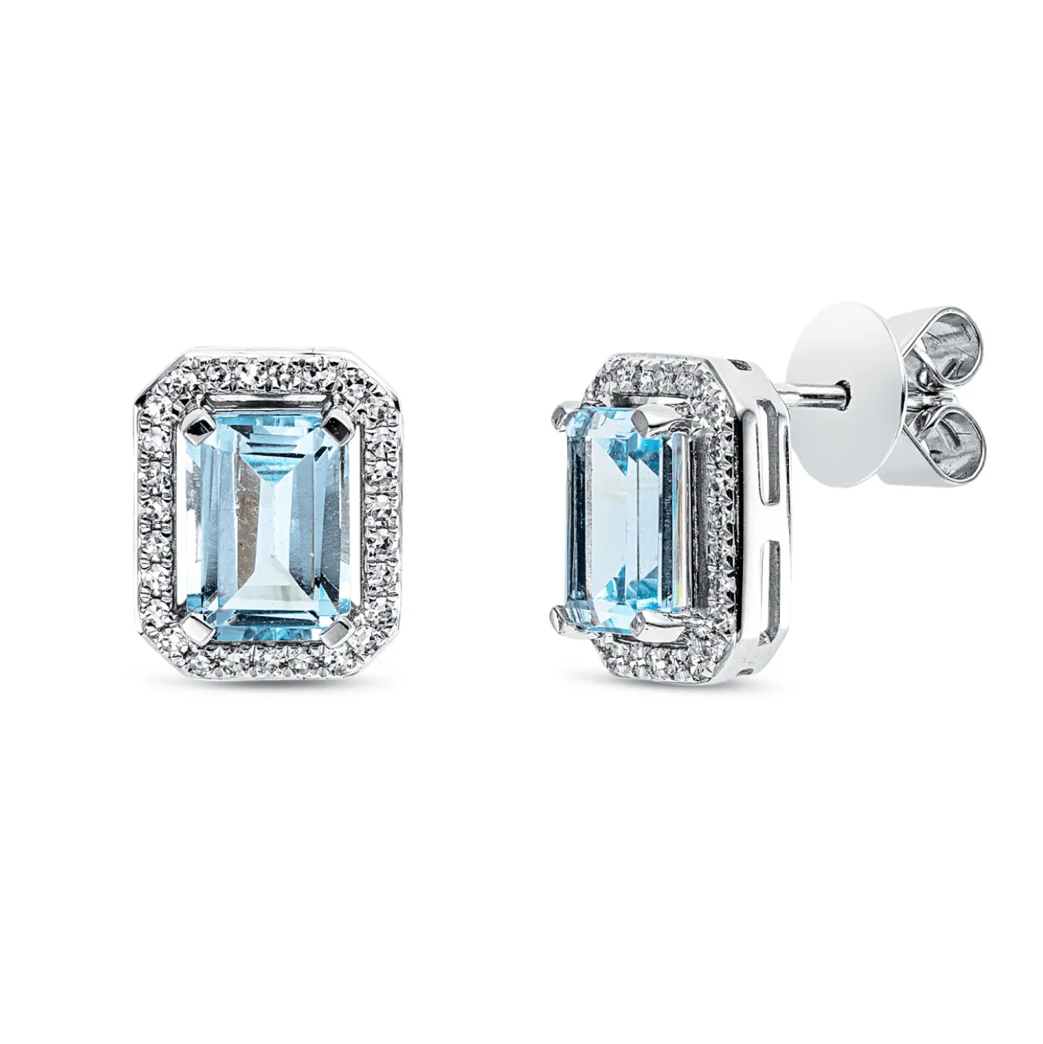 Ohrstecker aus 750 Weißgold 2 Topase 2,46ct skyblue 54 Diamanten 0,19ct TW-SI