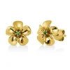 Ohrstecker Blume aus 750 Gelbgold 2 Tsavorithe 0,04ct grün 10,3x10,3mm mattiert