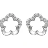 Ohrstecker Blume Blumen aus 925 Silber matt 22 Zirkonia Ohrringe Ohrschmuck