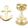 Ohrstecker für Kinder Ohrringe, Anker Yachtanker aus 375 Gold Gelbgold