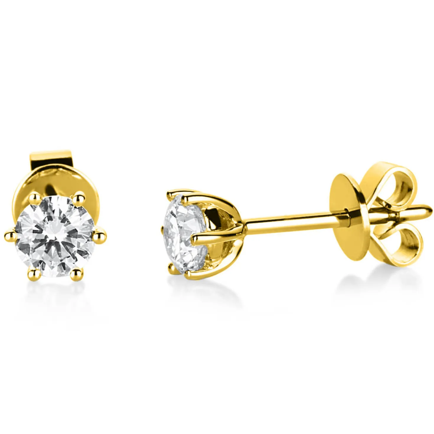 Ohrstecker 585 Gold Gelbgold 2 Diamanten Brillanten 1,00 Ct. 6er-Krappe Ø5,4mm