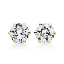 Ohrstecker 585 Gold Gelbgold 2 Diamanten Brillanten 0,50 Ct. 6er-Krappe Ø4,5mm
