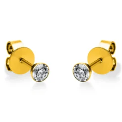 Ohrstecker 750 Gold Gelbgold 2 Diamanten Brillanten 0,30 Ct. Zarge Ø3,6mm