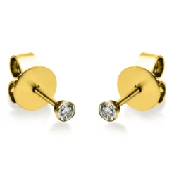 Ohrstecker 585 Gold Gelbgold 2 Diamanten Brillanten 0,10 Ct. Zarge Ø2,5mm