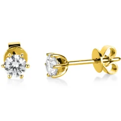 Ohrstecker 750 Gold Gelbgold 2 Diamanten Brillanten 0,50 Ct. 6er-Krappe Ø4,5mm