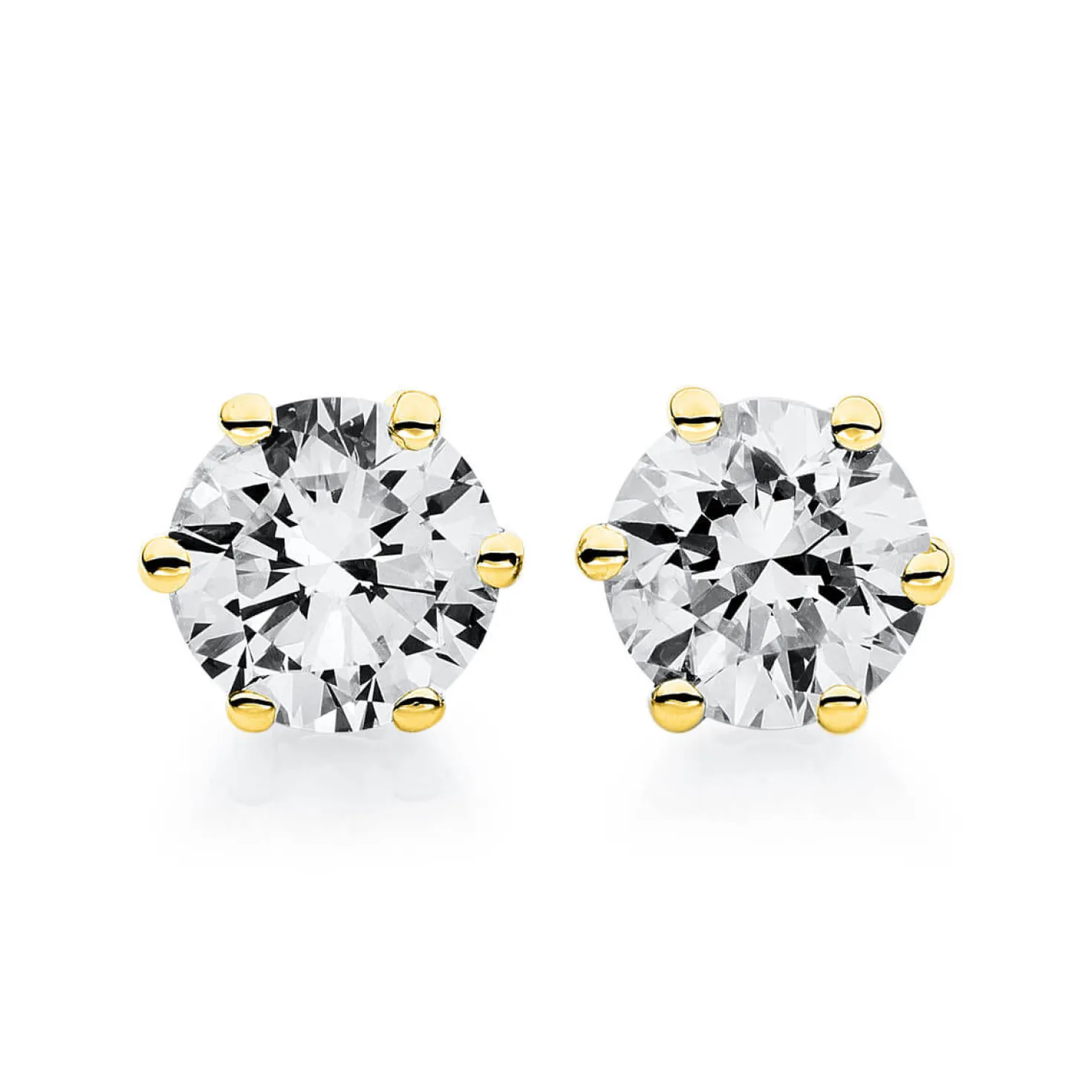 Ohrstecker 750 Gold Gelbgold 2 Diamanten Brillanten 0,50 Ct. 6er-Krappe Ø4,5mm
