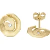 Ohrstecker 585 Gold Gelbgold eismatt mit Diamanten Brillanten 0,06Ct