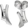 Ohrstecker Goldohrringe mit 6 Diamanten 0.04Ct teil 585 Gold Weißgold