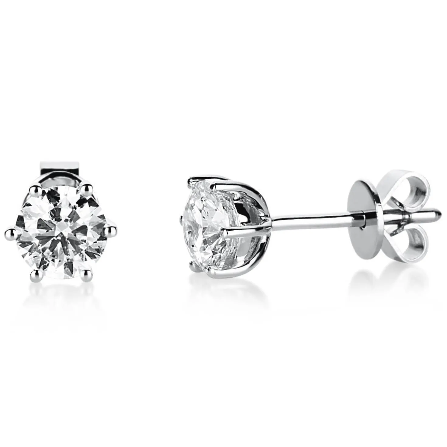 Ohrstecker 750 Gold Weißgold 2 Diamanten Brillanten 1,00 Ct. 6er-Krappe Ø5,4mm
