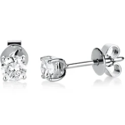 Ohrstecker 750 Gold Weißgold 2 Diamanten Brillanten 0,50 Ct. 4er-Krappe Ø4,6mm