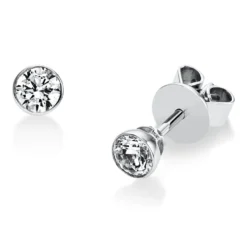 Ohrstecker 750 Gold Weißgold 2 Diamanten Brillanten 0,40 Ct. Zarge Ø4,0mm