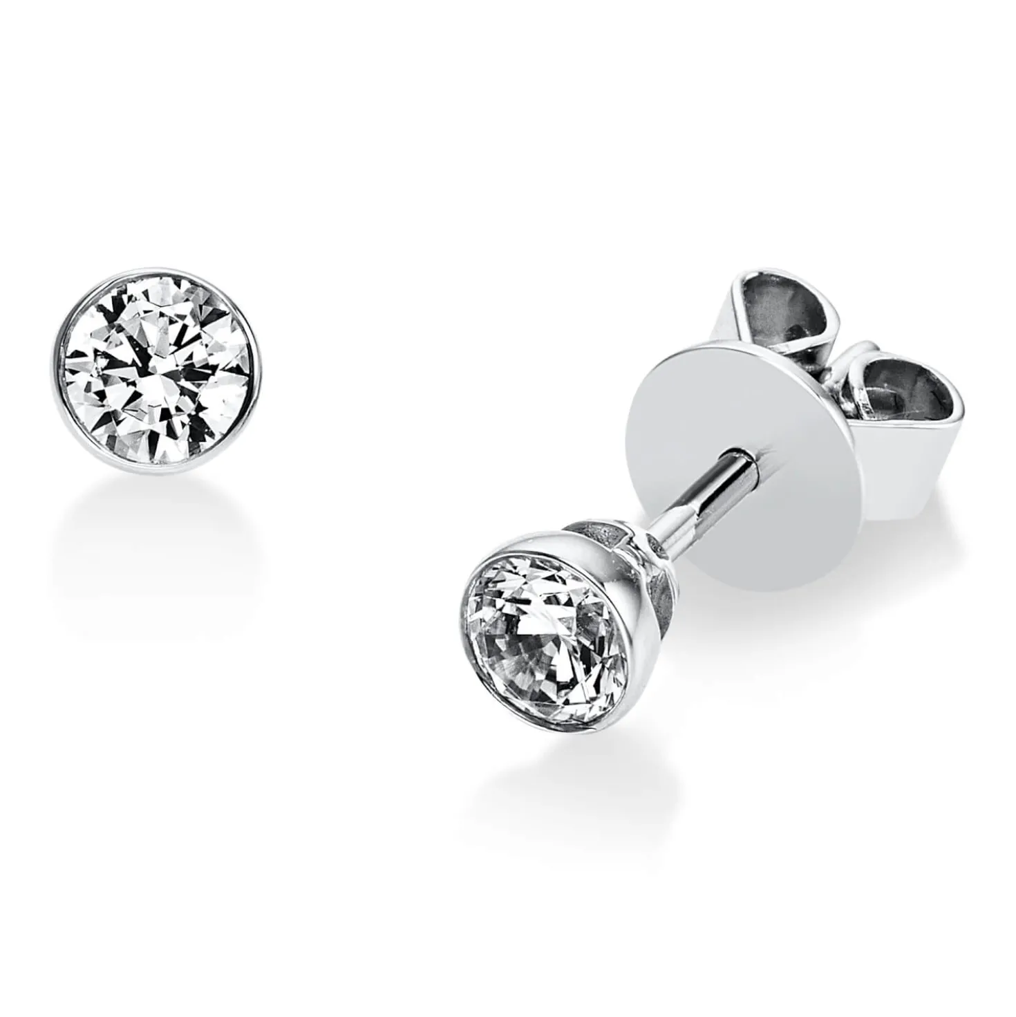 Ohrstecker 750 Gold Weißgold 2 Diamanten Brillanten 0,40 Ct. Zarge Ø4,0mm