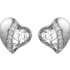 Ohrstecker Herz aus 925 Silber eismatt mit 16 Zirkonia Ohrringe mit Muster