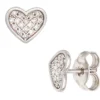 Ohrstecker Herzchen mit 34 Brillanten 0.14Ct 585 Gold Weißgold Damen