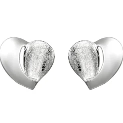 Ohrstecker Herz Herzen 925 Silber teileismatt teilglänzend Ohrringe Ohrschmuck