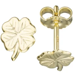 Ohrstecker Kleeblatt 333 Gelbgold, Kinder Ohrringe Ohrschmuck Goldohrringe