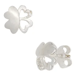 Ohrstecker Kleeblatt Schmetterling 925 Silber teilmatt Zirkonia, Kinder
