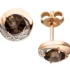 Ohrstecker mit 4 Diamanten 0.012Ct & Rauchquarz braun 585 Gold Rotgold