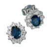 Ohrstecker mit Saphir & 20 Diamanten 0.4Ct Brillanten 585 Gold Weißgold
