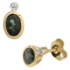 Ohrstecker mit Turmalin grün oval & 2 Brillanten 0.02Ct 585 Gold Gelbgold