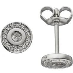 Ohrstecker mit 34 Zirkonia weiß Ø 6,5mm 925 Silber rhodiniert Ohrringe rund
