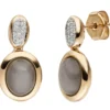 Ohrstecker Mondstein-Cabochons 32 Diamanten 0.16Ct 585 Rotgold Rosegold
