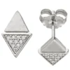 Ohrstecker Ohrringe Dreiecke mit weißen Zirkonia, 925 Silber rhodiniert teilmatt