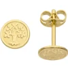 Ohrstecker Ohrringe Goldohrringe Lebensbaum, rund, 333 Gold Gelbgold matt