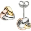 Ohrstecker Ohrringe Knoten aus 925 Silber Gelbgold Rotgold vergoldet tricolor