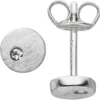 Ohrstecker Ohrringe mit weißen Zirkonia 925 Silber mattiert flach rund schlicht