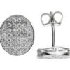 Ohrstecker Ohrringe Ohrschmuck mit weißen Zirkonia, oval, 925 Silber rhodiniert