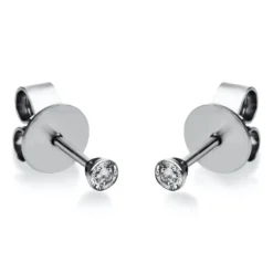 Ohrstecker Ohrringe 950 Platin 2 Diamanten Brillanten 0,10 Ct. Zarge Ø2,5mm