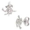 Ohrstecker Ohrringe Stecker fliegende Hexe 925 Silber teilmatt, Kinder