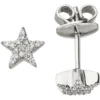 Ohrstecker Ohrringe Sternchen mit 32 Diamanten 0.08Ct W/SI 585 Gold Weißgold