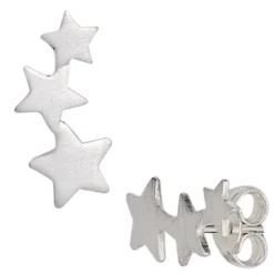 Ohrstecker Ohrringe 3 Sterne drei Sternchen 925 Silber matt Ohrschmuck