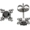 Ohrstecker Ohrschmuck aus Edelstahl 7,7mm mit Zirkonia schwarz Ohrringe Damen