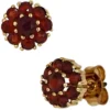 Ohrstecker Ohrschmuck Blume Blumen aus Granat rot 375 Gold Gelbgold