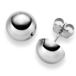 Ohrstecker Ohrschmuck Halbkugel 10mm 585 Gold Weißgold glatt glänzend