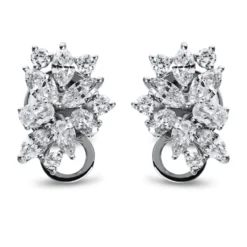 Ohrstecker Ohrstecker Blumen aus 750 Weißgold 22 Diamanten 2,51ct TW-VSI/SI
