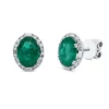 Ohrstecker Oval aus 750 Weißgold 2 Smaragde 2,31ct grün 20 Diamanten 0,28ct