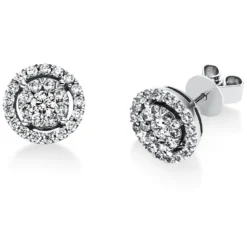 Ohrstecker rund aus 585 Gold Weißgold 64 Brillanten 0,86ct TW-SI Ø9,3mm
