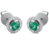 Ohrstecker rund 750 Weißgold 2 Smaragde 0,47ct grün 36 Brillanten 0,13ct TW-SI