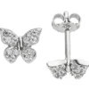 Ohrstecker Schmetterlinge mit weißen Zirkonia, 925 Silber Ohrringe Ohrschmuck