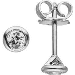 Ohrstecker Solitär Ohrringe mit 2 Diamanten 0.14Ct 585 Gold Weißgold