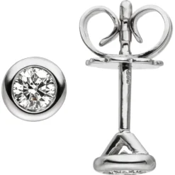 Ohrstecker Solitär Ohrringe mit 2 Diamanten 0.24Ct 585 Gold Weißgold