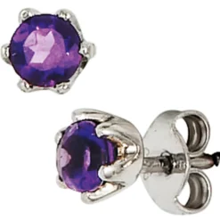 Ohrstecker Stecker Amethyst lila violett 925 Silber rhodiniert Damen