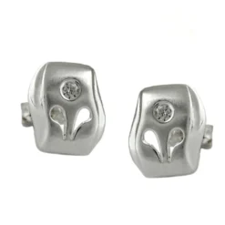 Ohrstecker Stecker aus 925 Silber, matt, mit Zirkonia weiß, Damen