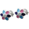 Ohrstecker Stecker Blume Blumen 925 Silber multicolor blau-lila-pink