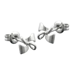 Ohrstecker Stecker kleine Schleife Schleifen, 925 Silber, teilmattiert