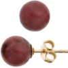 Ohrstecker Stecker mit Rhodonit Kugel 8mm rot braun 333 Gold Gelbgold